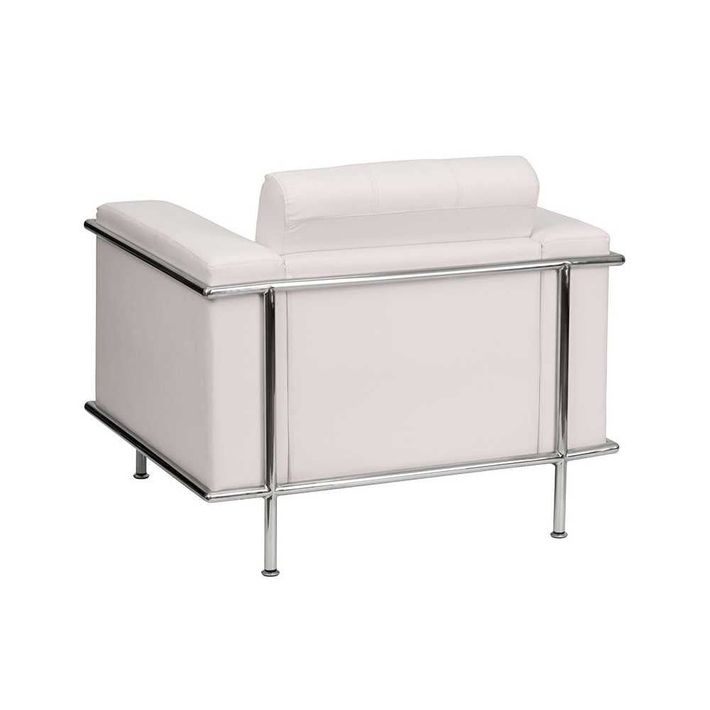 Contemporary Melrose White LeatherSoft Chair with Encasing Frame