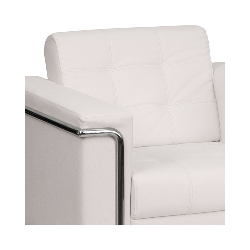 Contemporary Melrose White LeatherSoft Chair with Encasing Frame