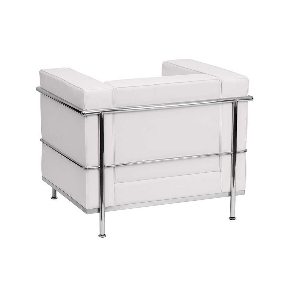 Contemporary Melrose White LeatherSoft Chair with Encasing Frame