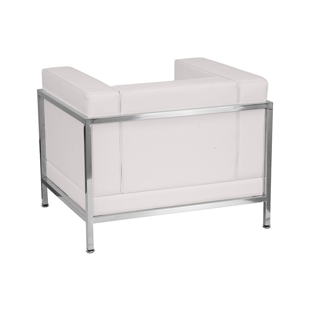 Contemporary Melrose White LeatherSoft Chair with Encasing Frame