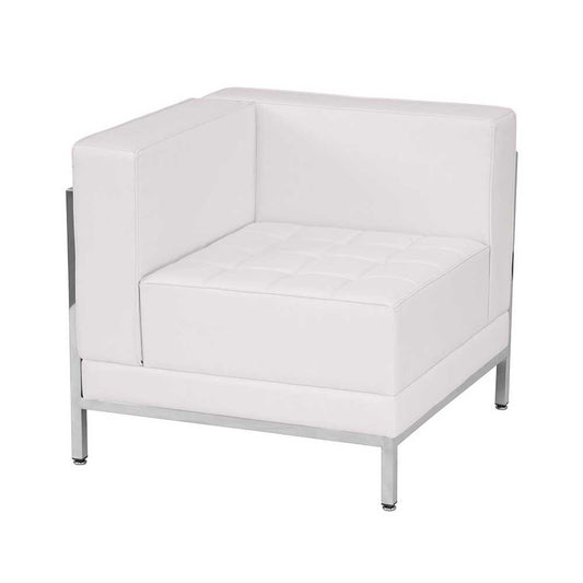 Contemporary Melrose White LeatherSoft Left Corner Chair with Encasing Frame