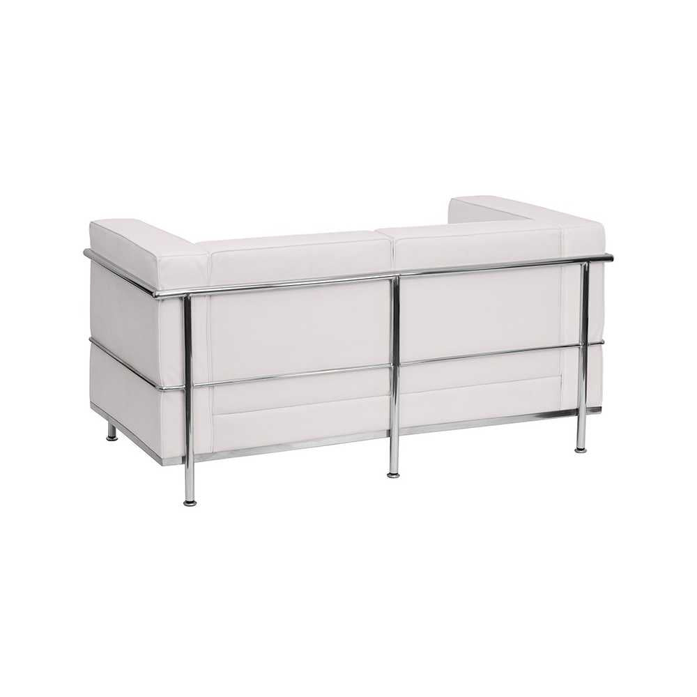 Contemporary Melrose White LeatherSoft Loveseat with Encasing Frame