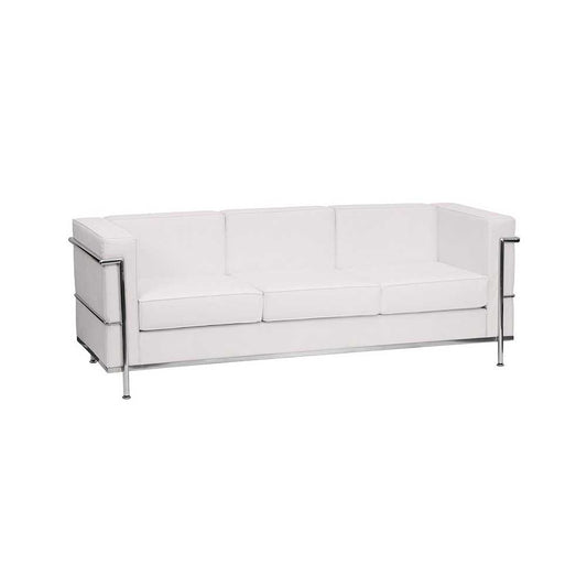 Contemporary Melrose White LeatherSoft Sofa with Encasing Frame