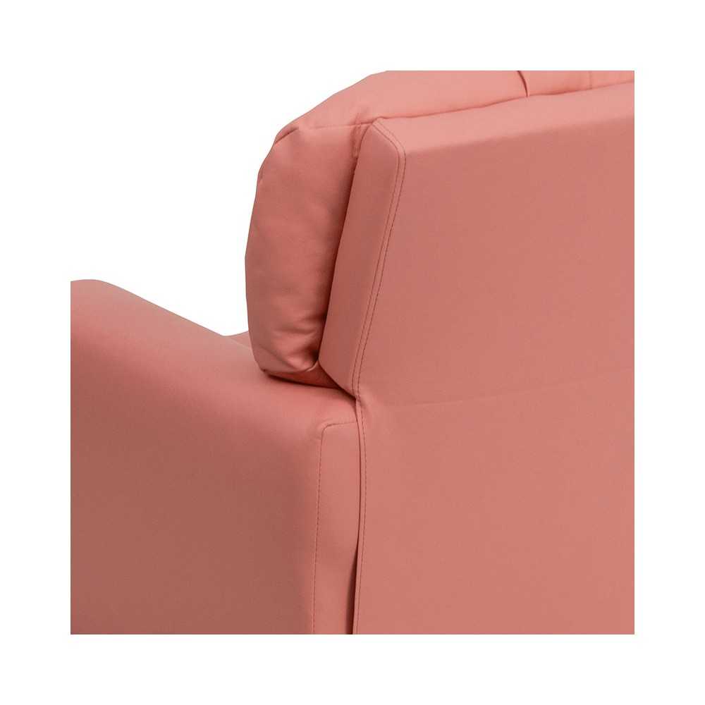 Contemporary Pink Vinyl Kids Recliner with Cup Holder
