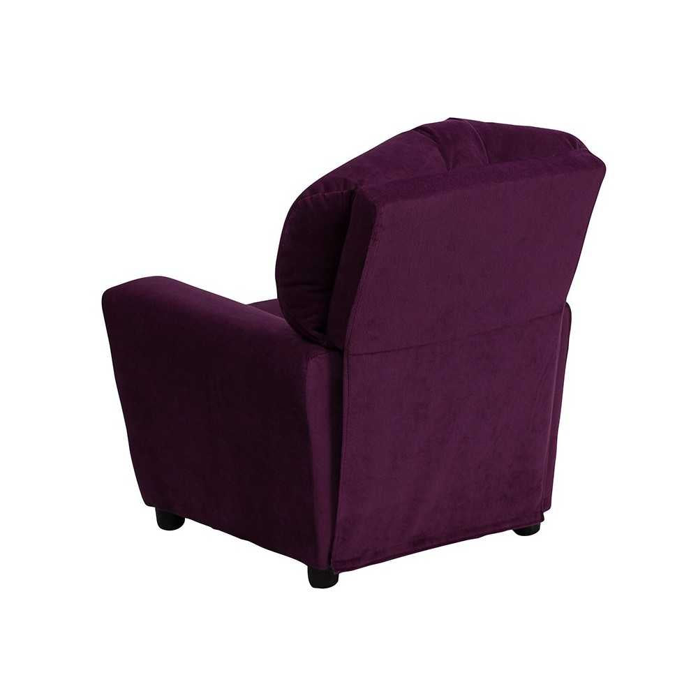 Contemporary Purple Microfiber Kids Recliner with Cup Holder