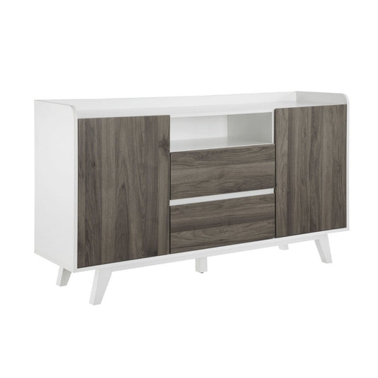 Contemporary Tray-Top 2-Door Sideboard - Solid White/Slate Gray