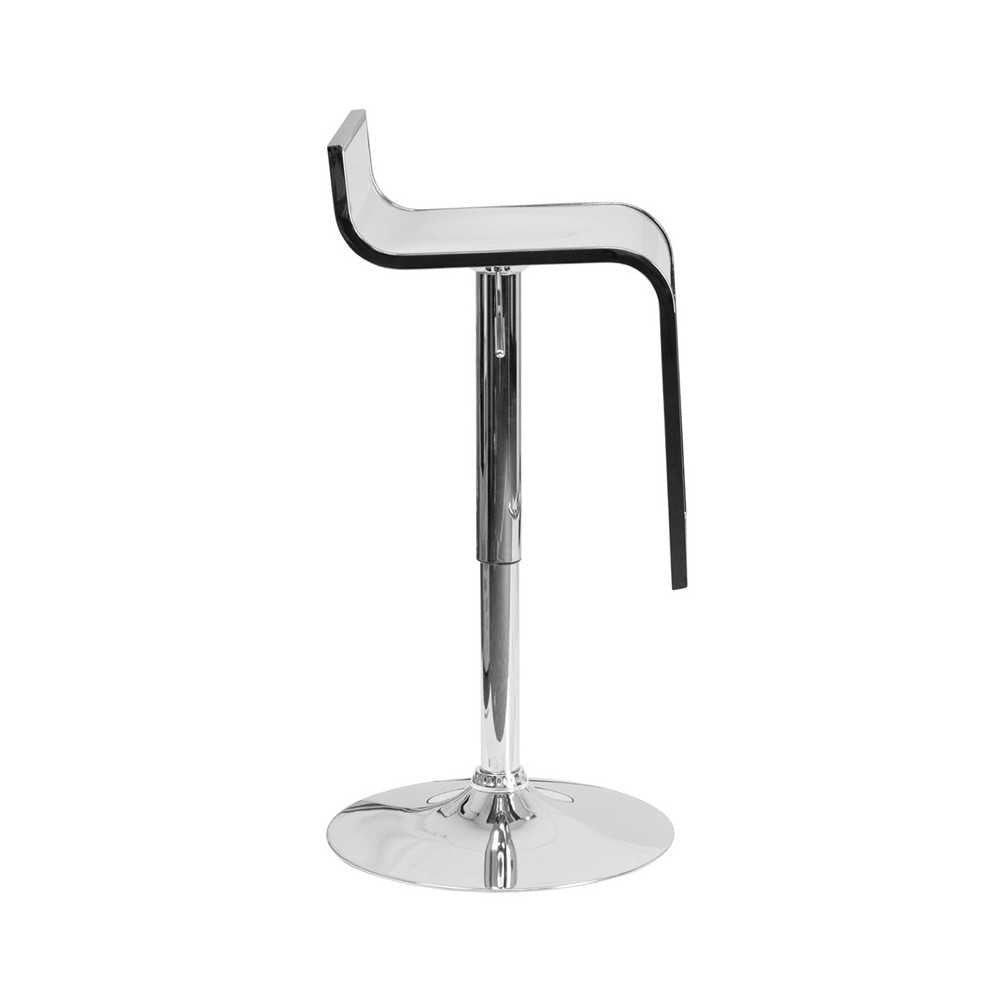 Contemporary White Plastic Adjustable Height Barstool with Chrome Drop Frame