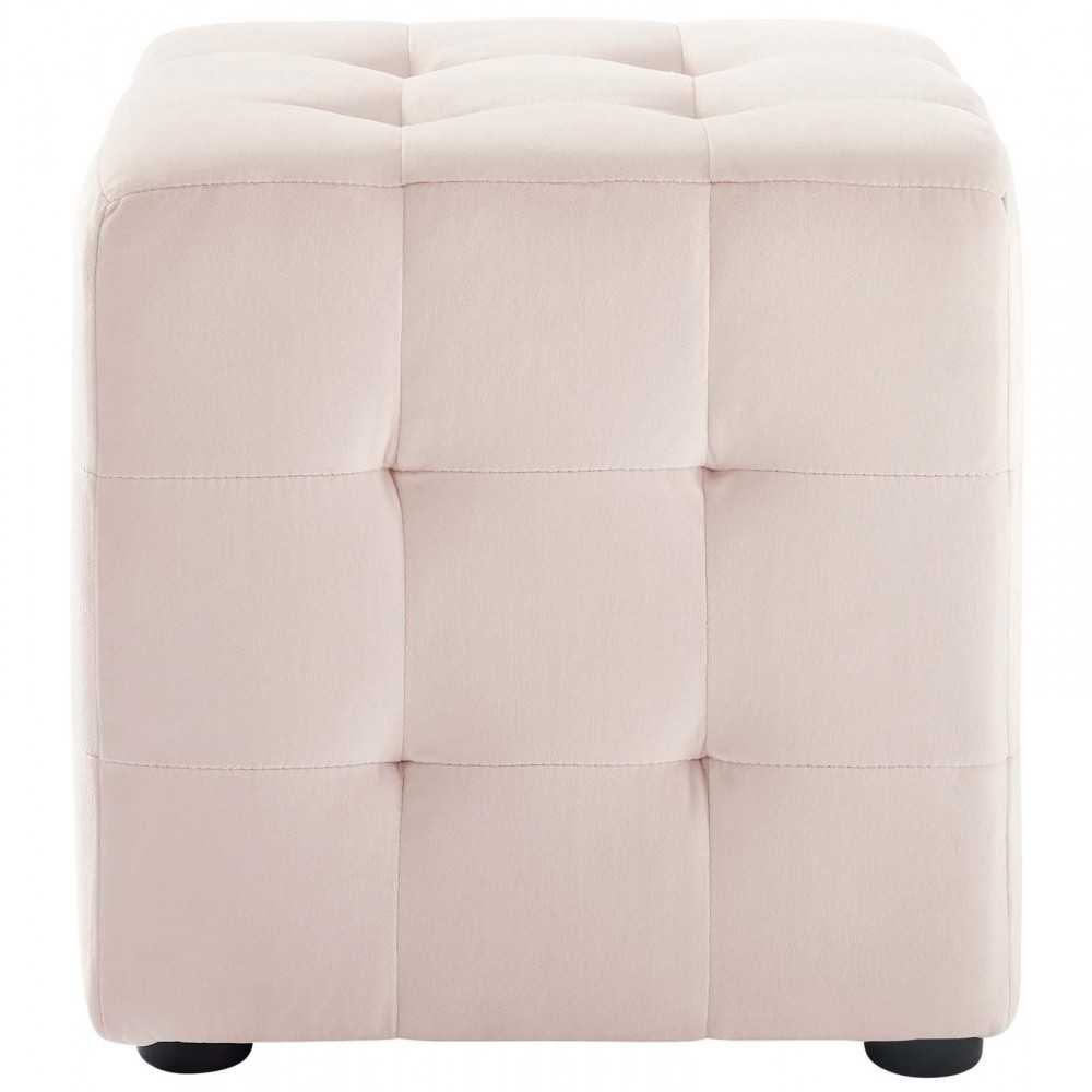 Contour Tufted Cube Performance Velvet Ottoman, Pink