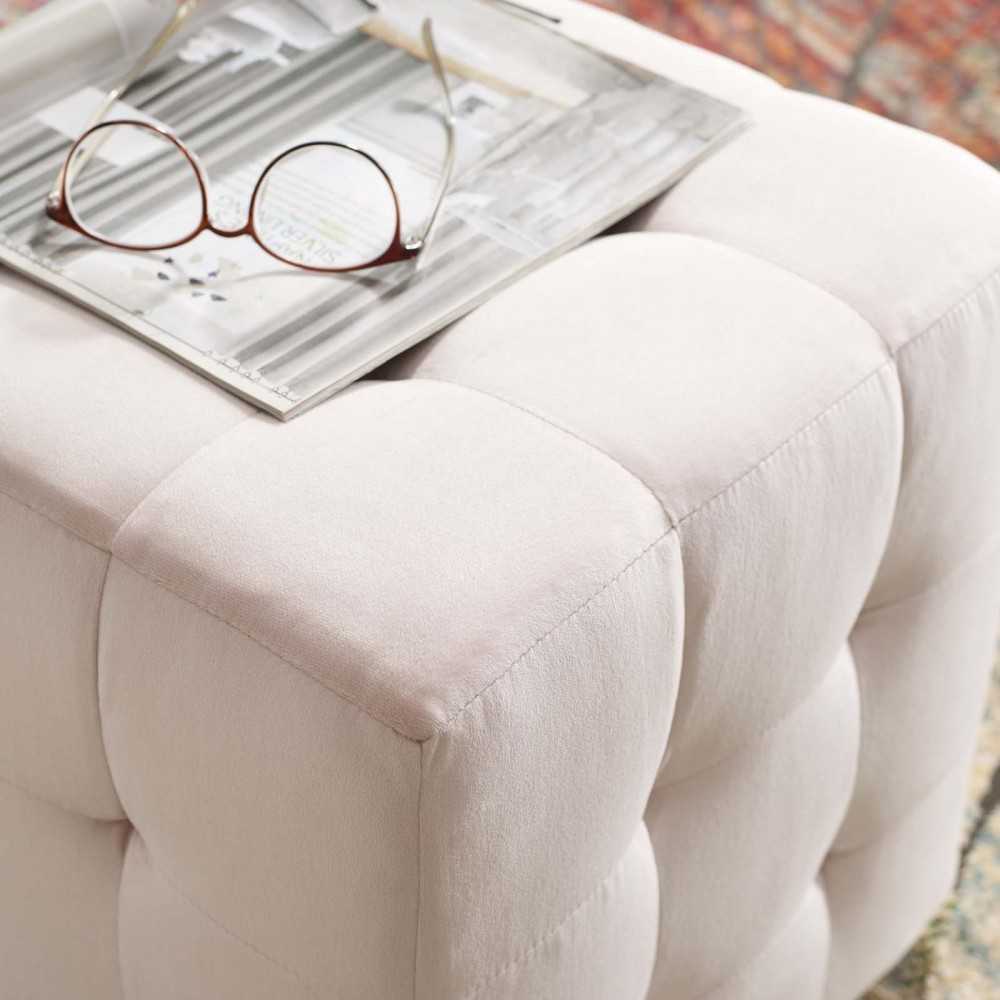 Contour Tufted Cube Performance Velvet Ottoman, Pink