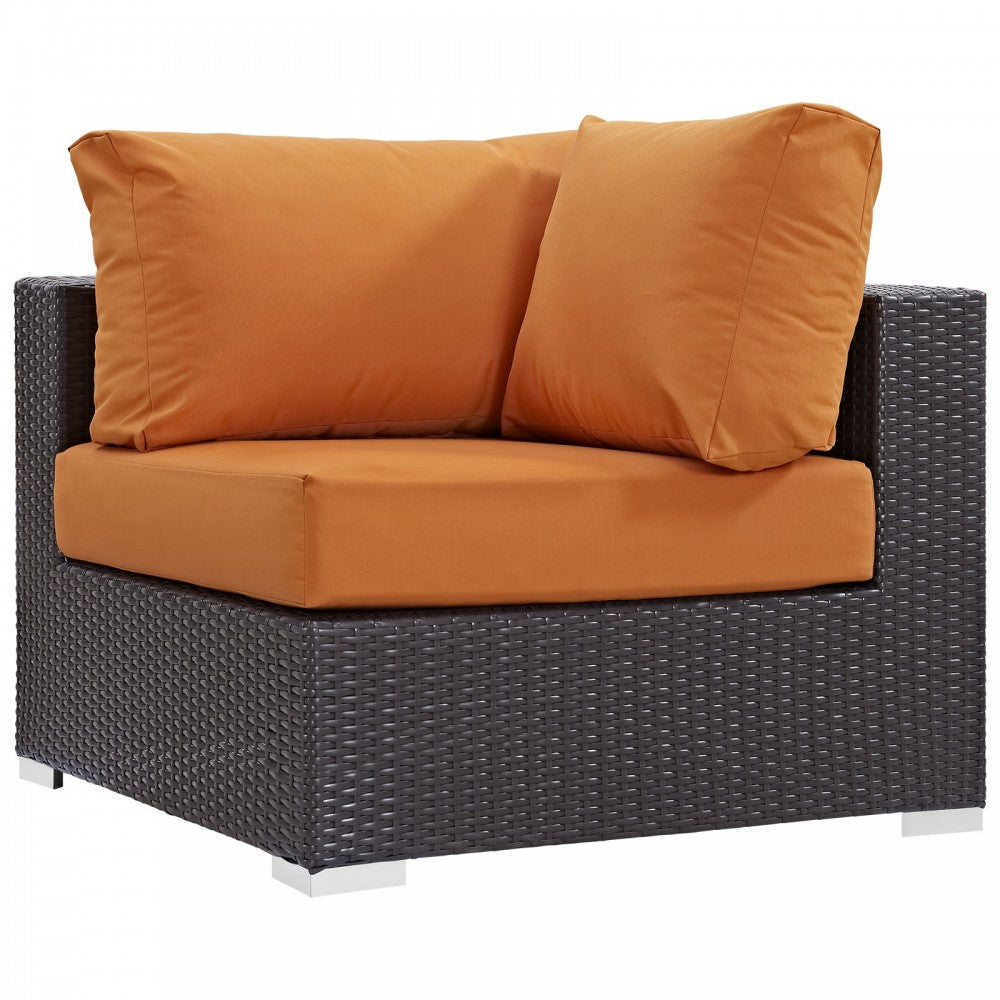 Convene 10 Piece Outdoor Patio Sectional Set, Espresso Orange