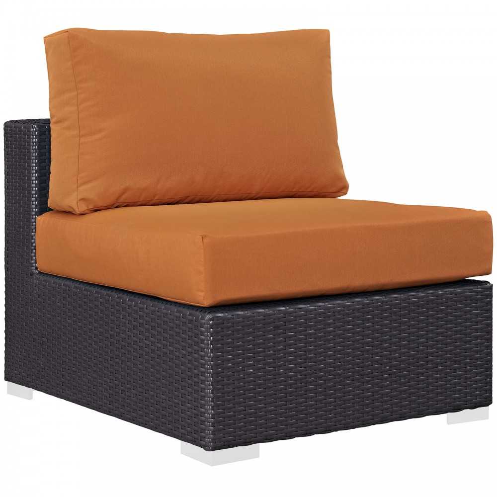 Convene 10 Piece Outdoor Patio Sectional Set, Espresso Orange