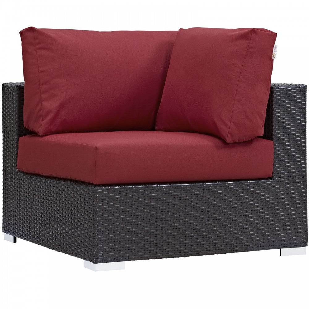 Convene 10 Piece Outdoor Patio Sectional Set, Espresso Red