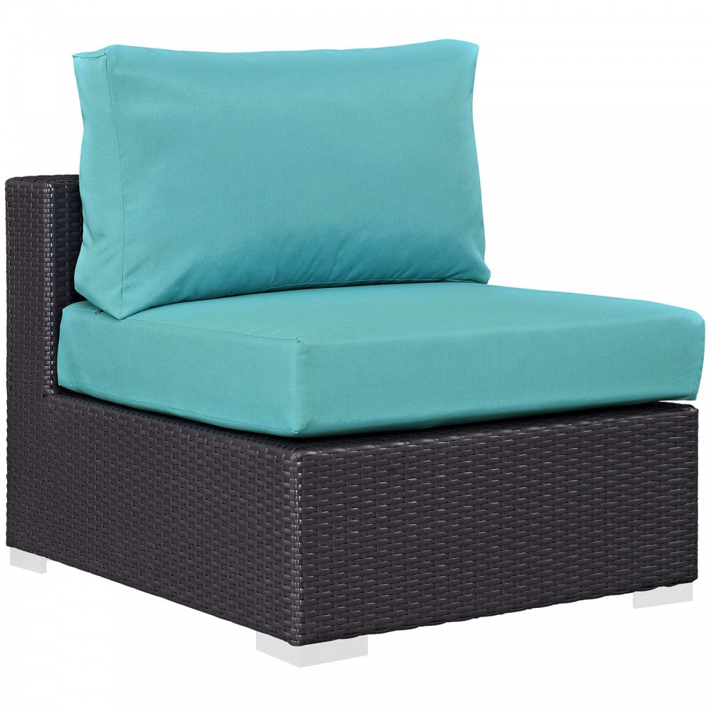 Convene 10 Piece Outdoor Patio Sectional Set, Espresso Turquoise