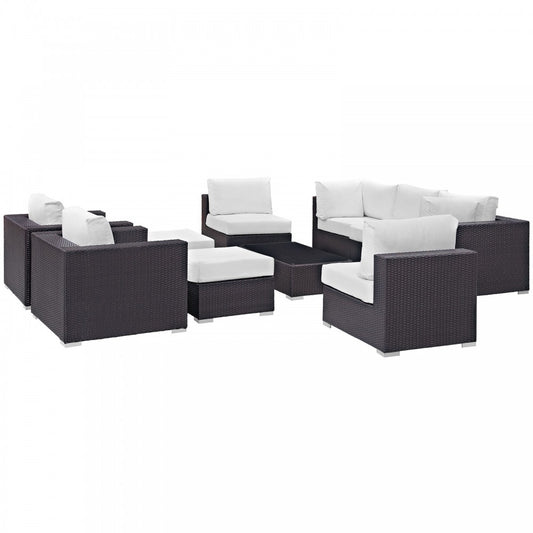 Convene 10 Piece Outdoor Patio Sectional Set, Espresso White