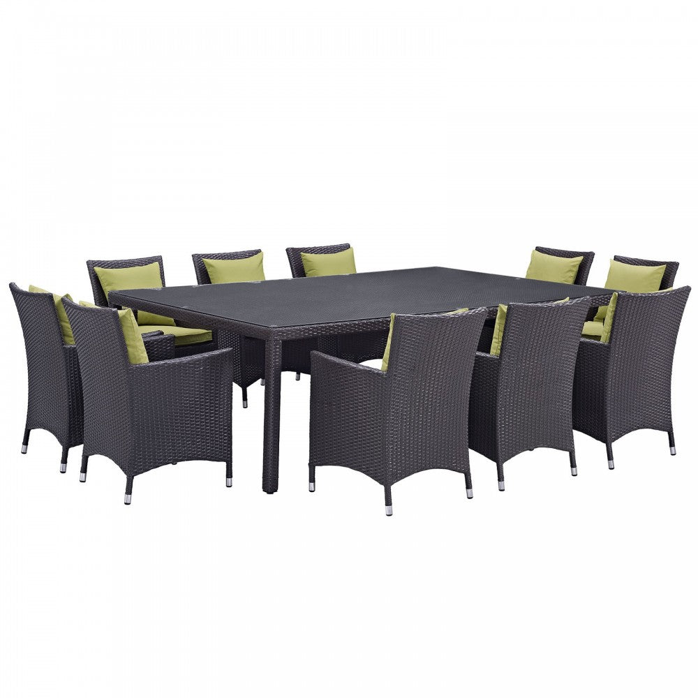 Convene 11 Piece Outdoor Patio Dining Set, Espresso Peridot, EEI-2240-EXP-PER-SET