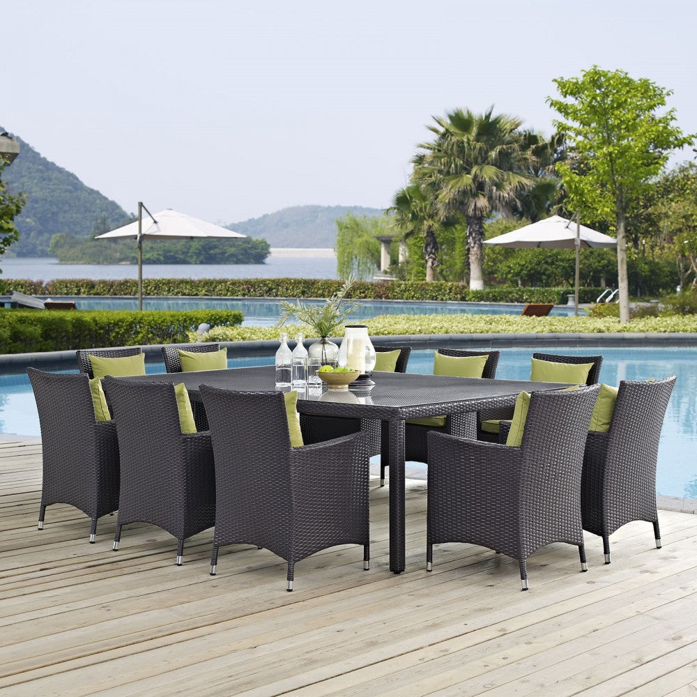 Convene 11 Piece Outdoor Patio Dining Set, Espresso Peridot, EEI-2240-EXP-PER-SET