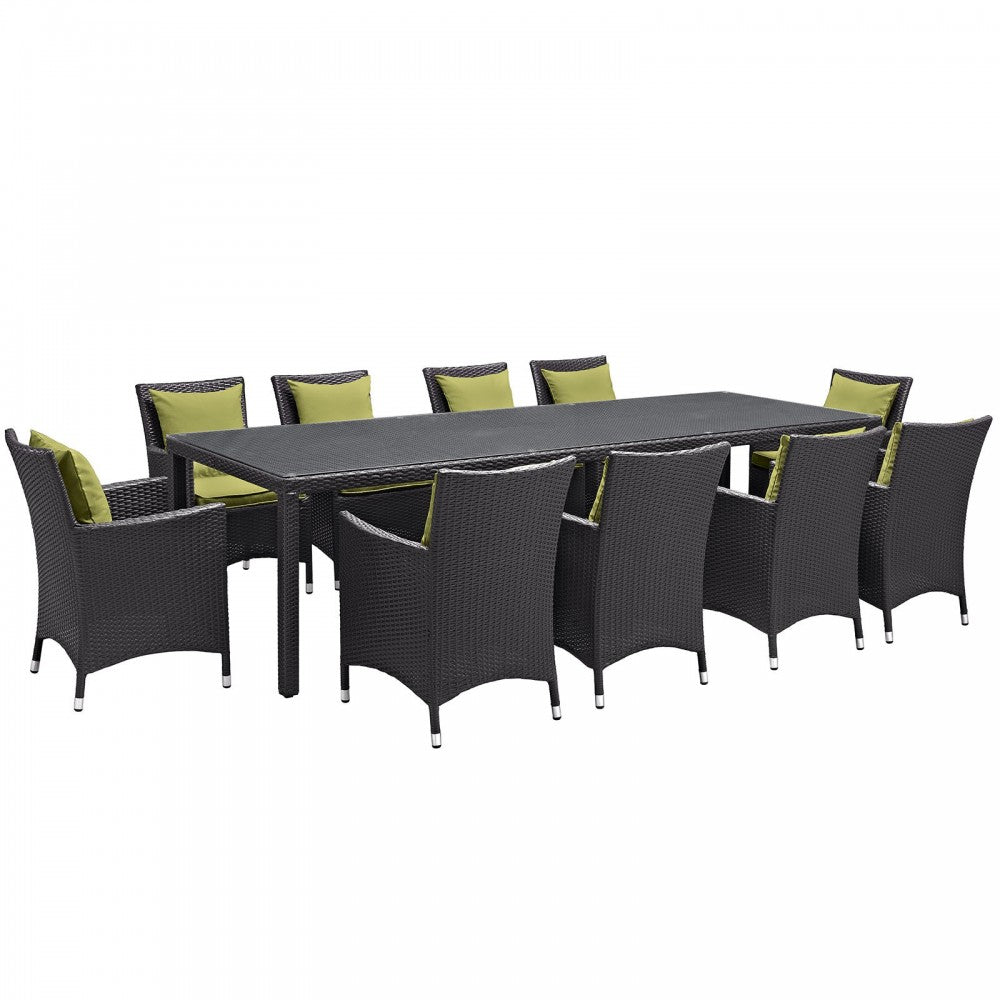 Convene 11 Piece Outdoor Patio Dining Set, Espresso Peridot, EEI-2219-EXP-PER-SET