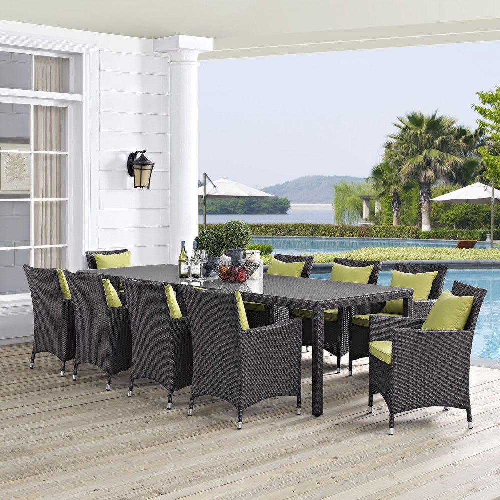 Convene 11 Piece Outdoor Patio Dining Set, Espresso Peridot, EEI-2219-EXP-PER-SET