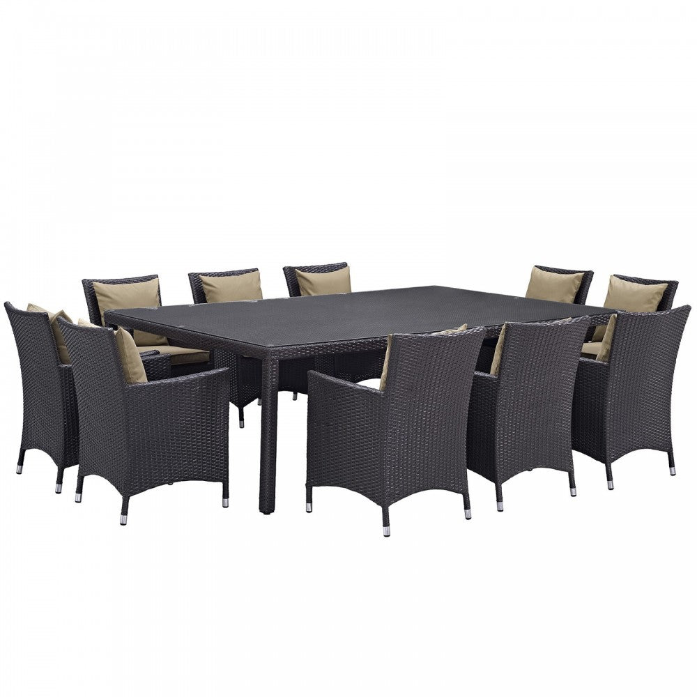 Convene 11 Piece Outdoor Patio Dining Set, Espresso Mocha, EEI-2240-EXP-MOC-SET