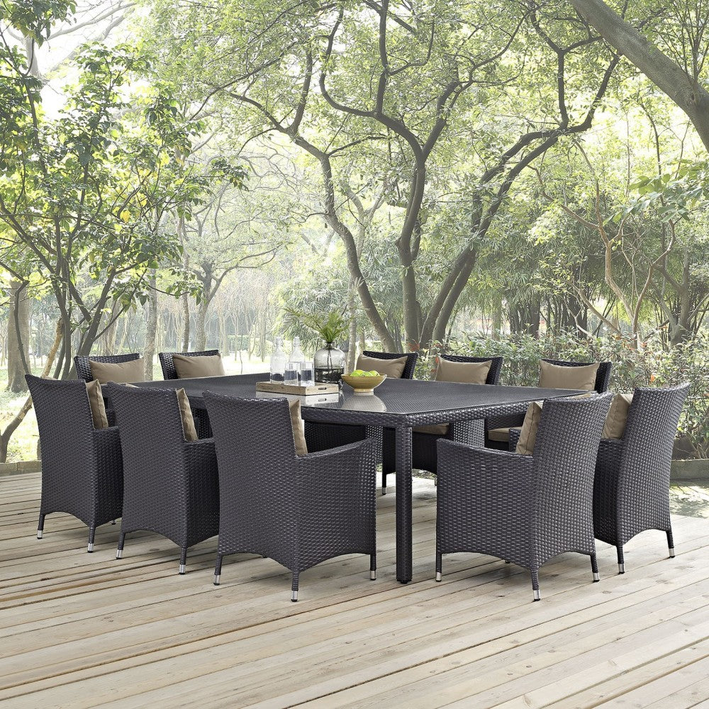 Convene 11 Piece Outdoor Patio Dining Set, Espresso Mocha, EEI-2240-EXP-MOC-SET