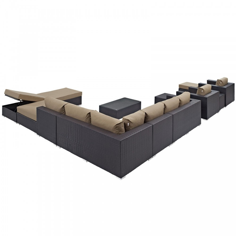 Convene 12 Piece Outdoor Patio Sectional Set, Espresso Mocha