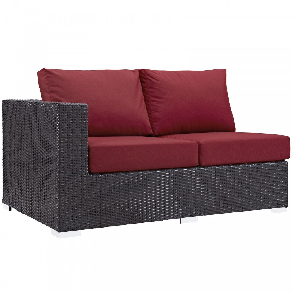 Convene 12 Piece Outdoor Patio Sectional Set, Espresso Red