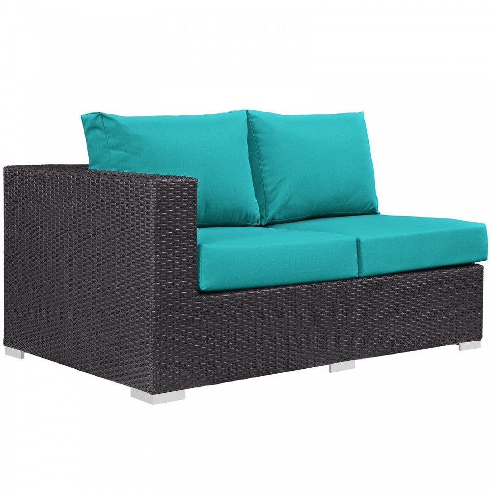 Convene 12 Piece Outdoor Patio Sectional Set, Espresso Turquoise