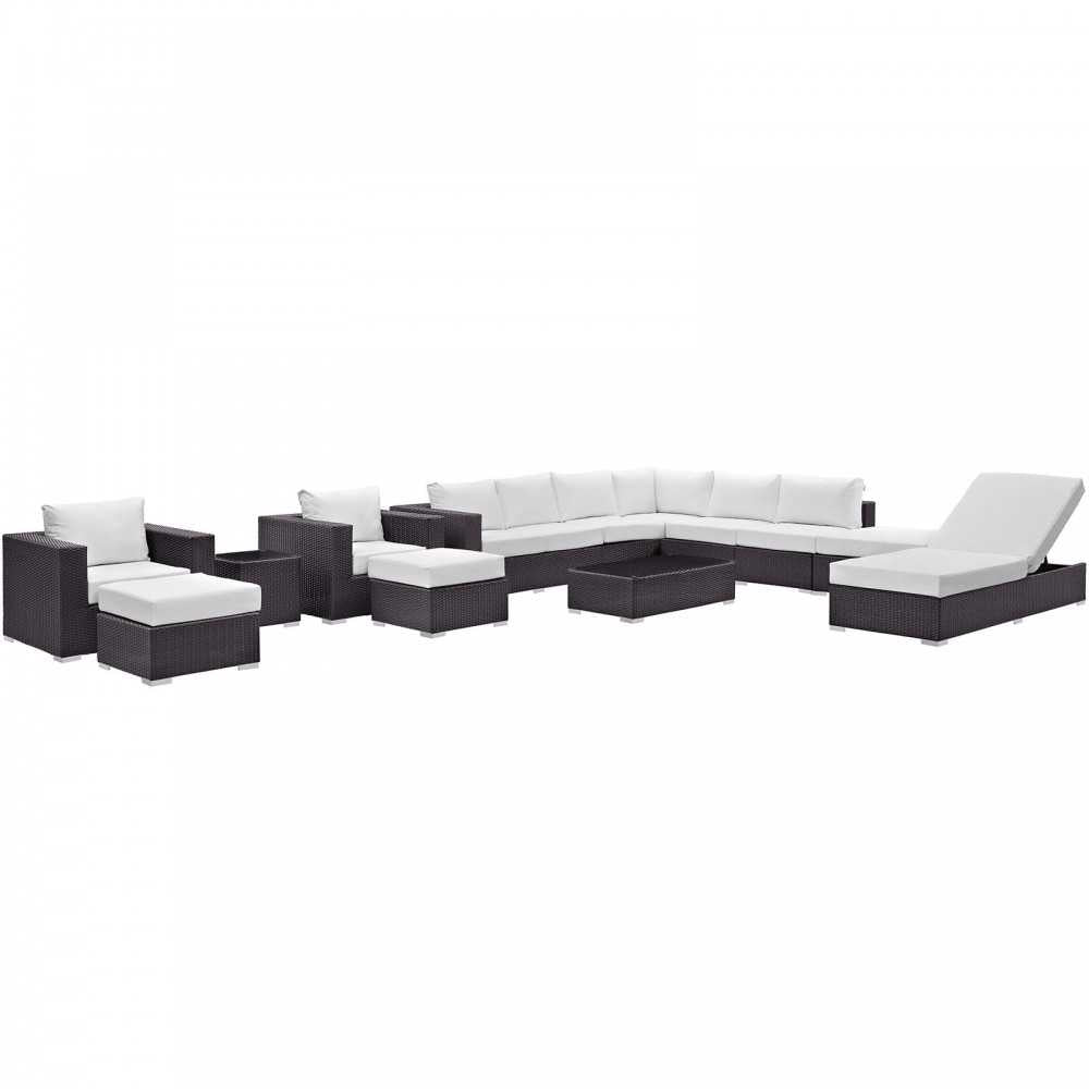 Convene 12 Piece Outdoor Patio Sectional Set, Espresso White