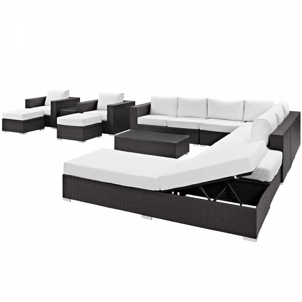 Convene 12 Piece Outdoor Patio Sectional Set, Espresso White