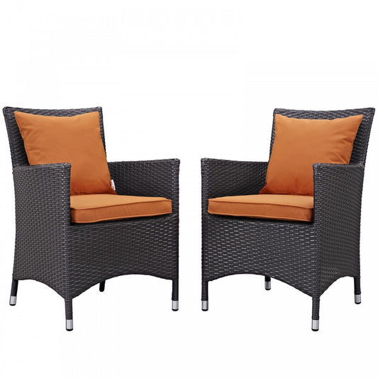 Convene 2 Piece Outdoor Patio Dining Set, Espresso Orange