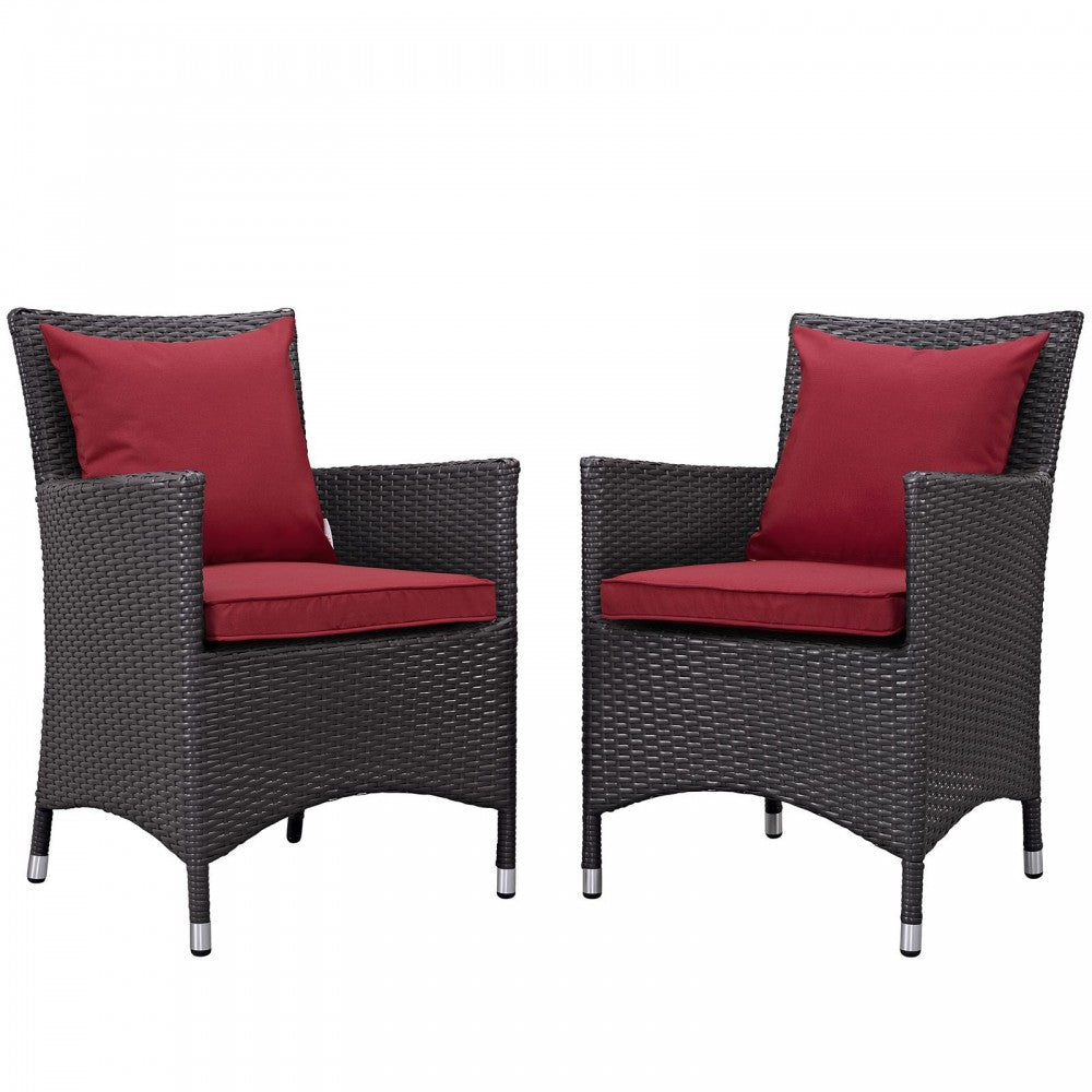 Convene 2 Piece Outdoor Patio Dining Set, Espresso Red