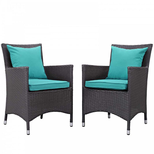 Convene 2 Piece Outdoor Patio Dining Set, Espresso Turquoise