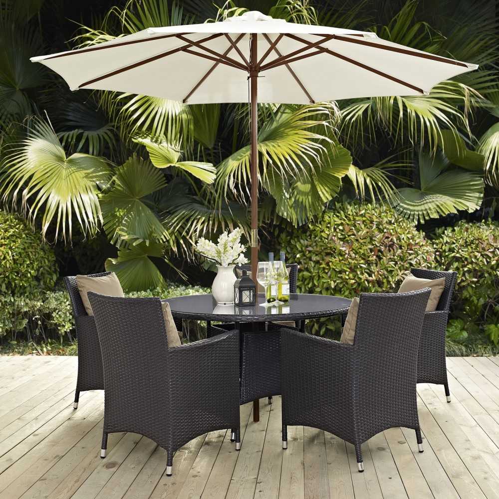 Convene 2 Piece Outdoor Patio Dining Set, Espresso White, EEI-2192-EXP-WHI-SET