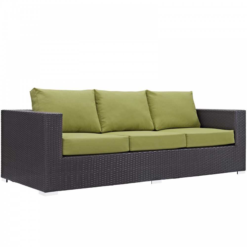 Convene 3 Piece Outdoor Patio Sofa Set, Espresso Peridot, EEI-2178-EXP-PER-SET