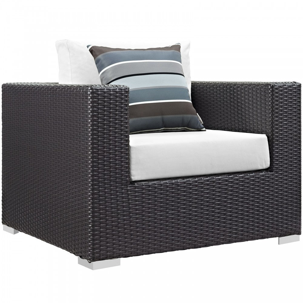 Convene 3 Piece Outdoor Patio Sofa Set, Espresso White, EEI-2363-EXP-WHI-SET