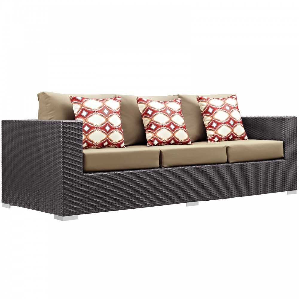 Convene 3 Piece Outdoor Patio Sofa Set, Espresso Mocha, EEI-2364-EXP-MOC-SET