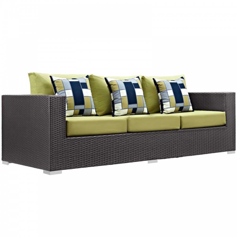Convene 3 Piece Outdoor Patio Sofa Set, Espresso Peridot, EEI-2364-EXP-PER-SET