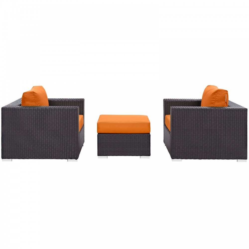 Convene 3 Piece Outdoor Patio Sofa Set, Espresso Orange, EEI-2174-EXP-ORA-SET