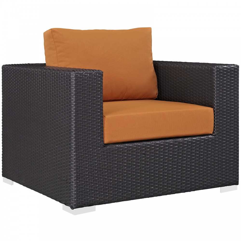 Convene 3 Piece Outdoor Patio Sofa Set, Espresso Orange, EEI-2174-EXP-ORA-SET
