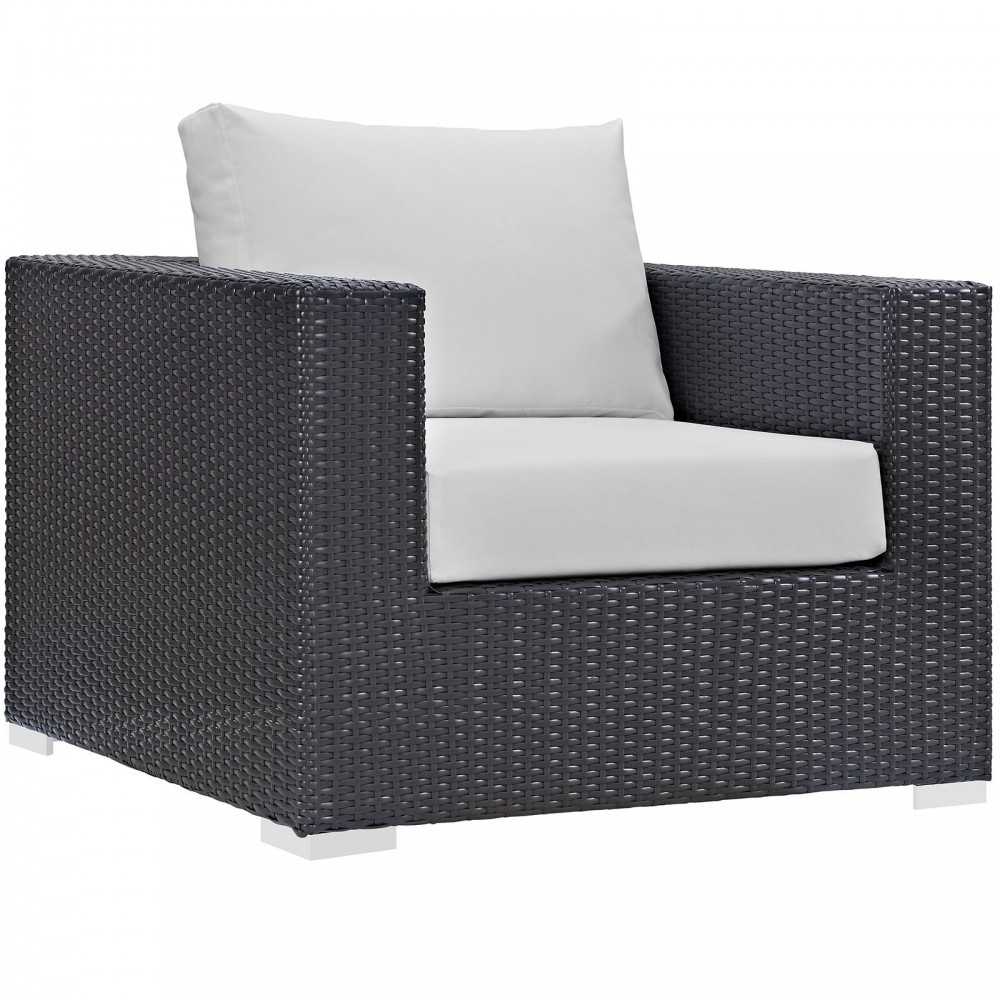 Convene 3 Piece Outdoor Patio Sofa Set, Espresso White, EEI-2174-EXP-WHI-SET