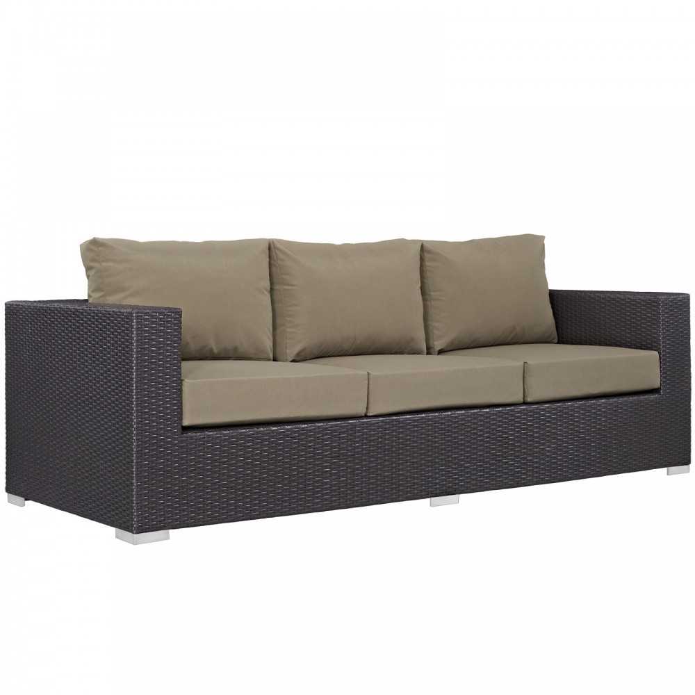 Convene 3 Piece Outdoor Patio Sofa Set, Espresso Mocha, EEI-2178-EXP-MOC-SET