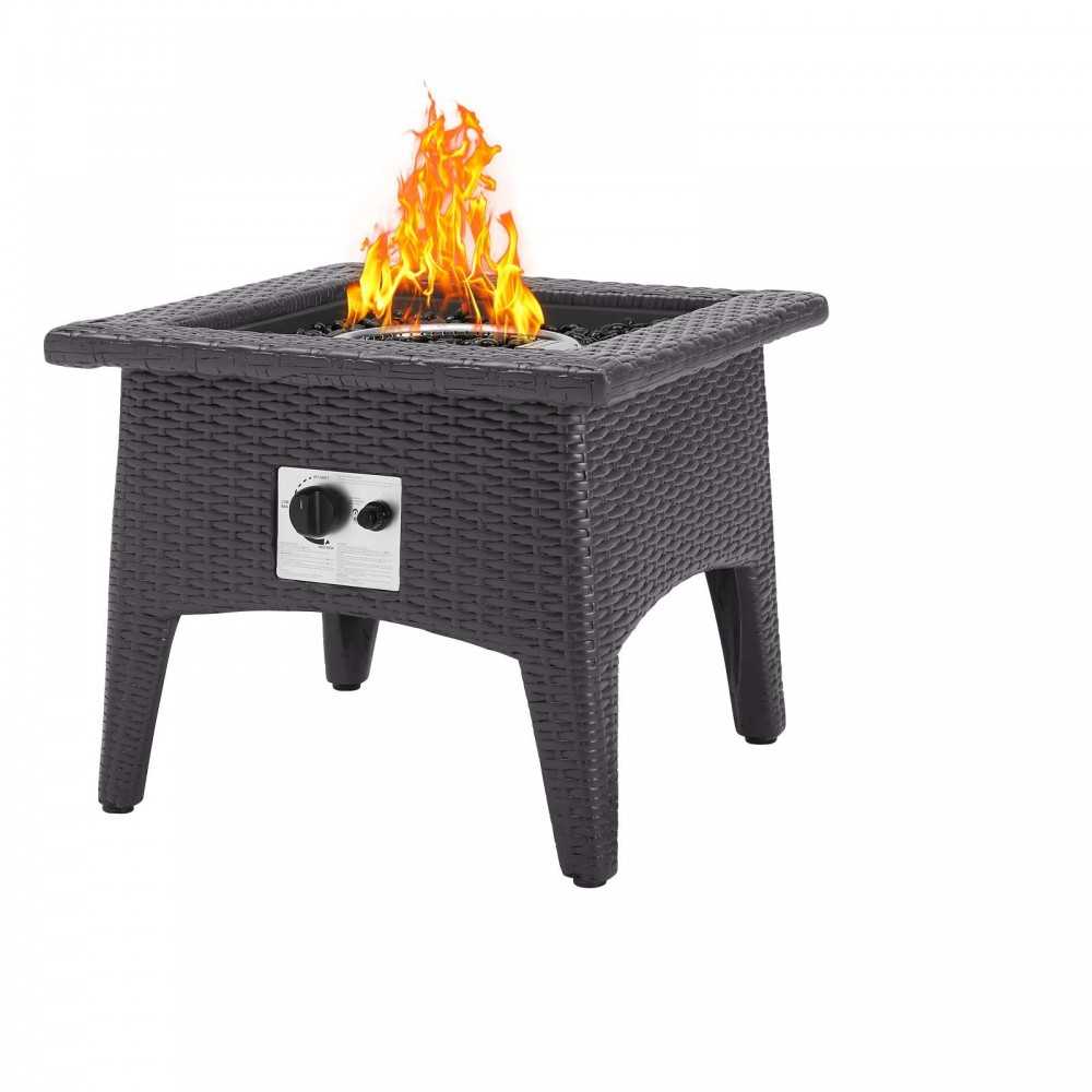 Convene 3 Piece Set Outdoor Patio with Fire Pit, Espresso White, EEI-3729-EXP-WHI-SET