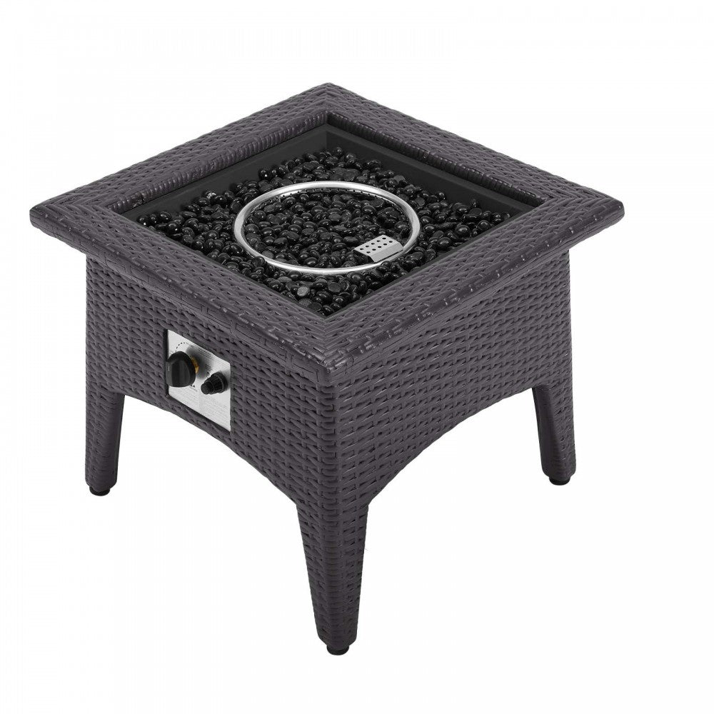 Convene 3 Piece Set Outdoor Patio with Fire Pit, Espresso White, EEI-3729-EXP-WHI-SET