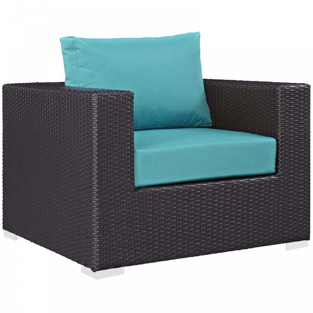 Convene 3 Piece Set Outdoor Patio with Fire Pit, Espresso Turquois