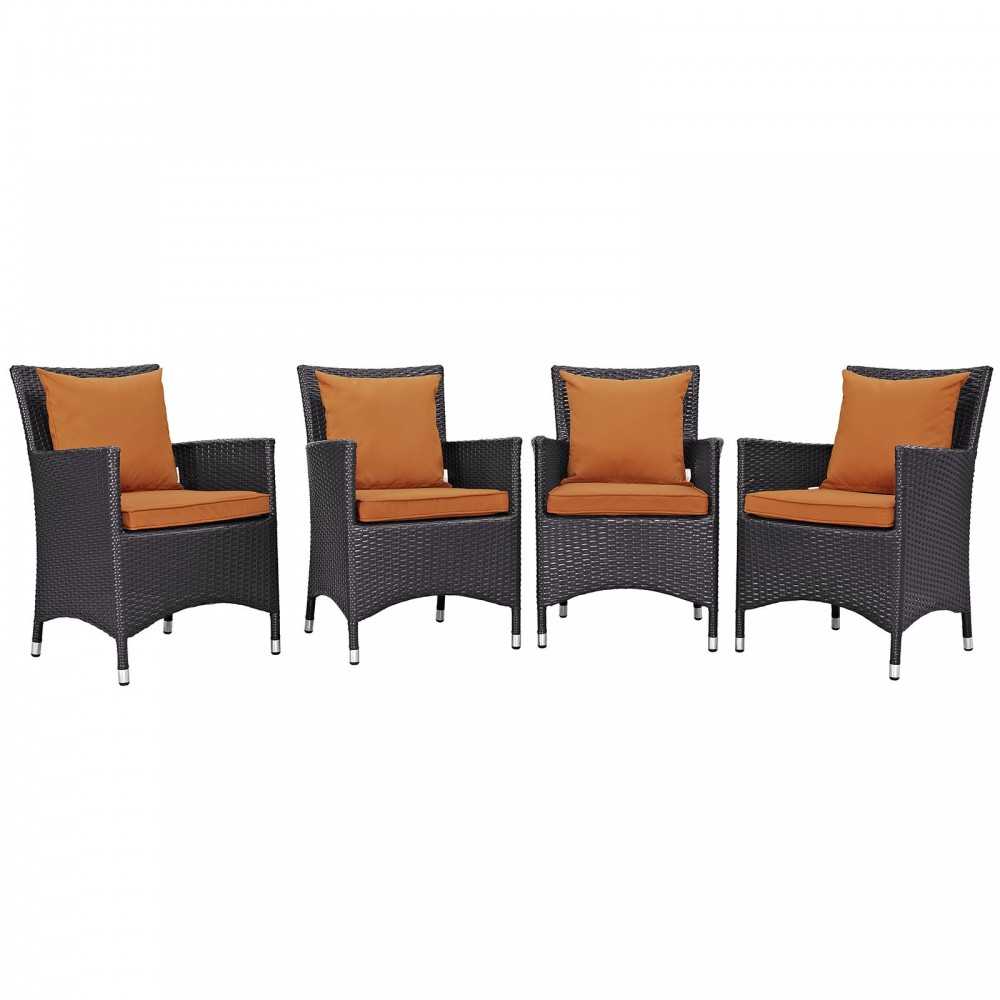 Convene 4 Piece Outdoor Patio Dining Set, Espresso Orange