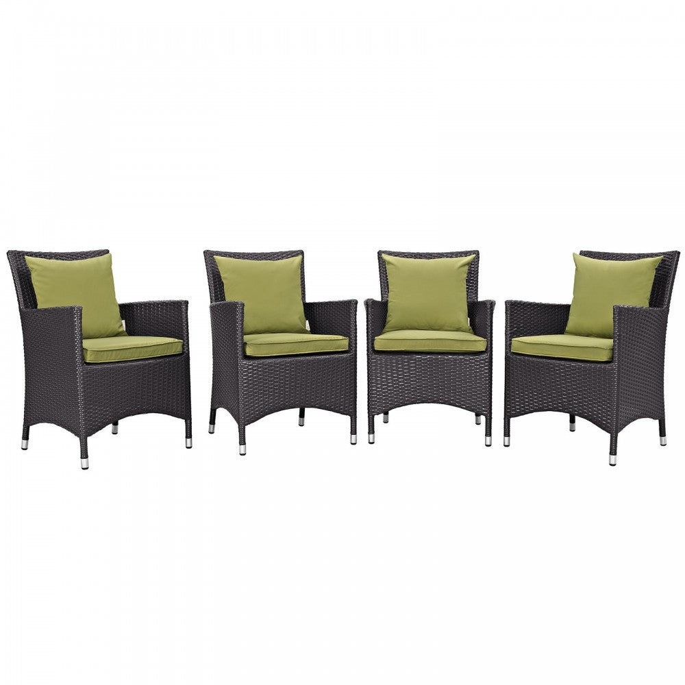 Convene 4 Piece Outdoor Patio Dining Set, Espresso Peridot