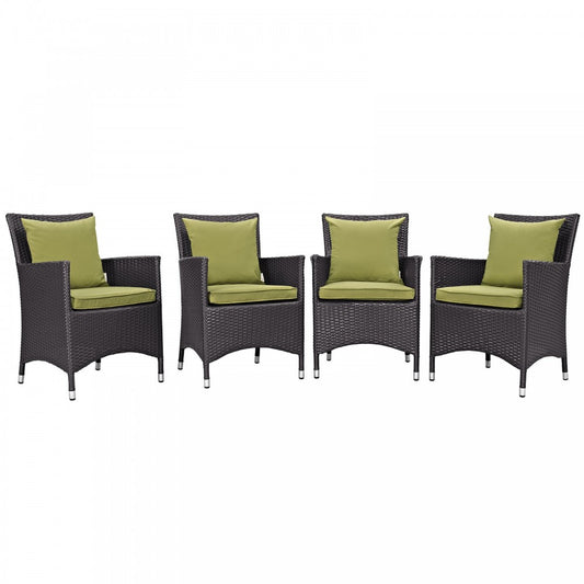 Convene 4 Piece Outdoor Patio Dining Set, Espresso Peridot