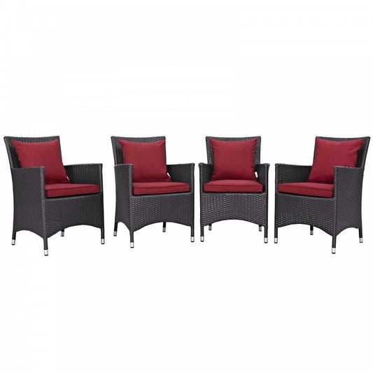 Convene 4 Piece Outdoor Patio Dining Set, Espresso Red