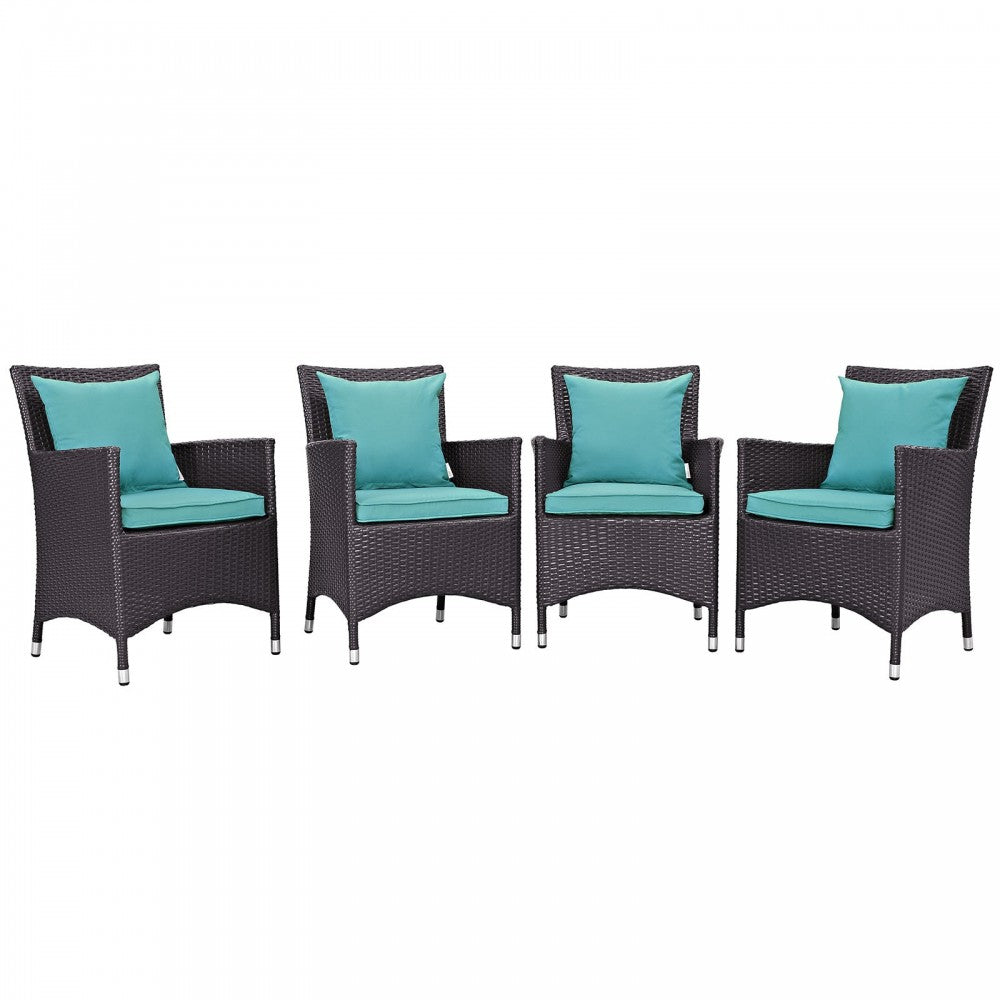 Convene 4 Piece Outdoor Patio Dining Set, Espresso Turquoise