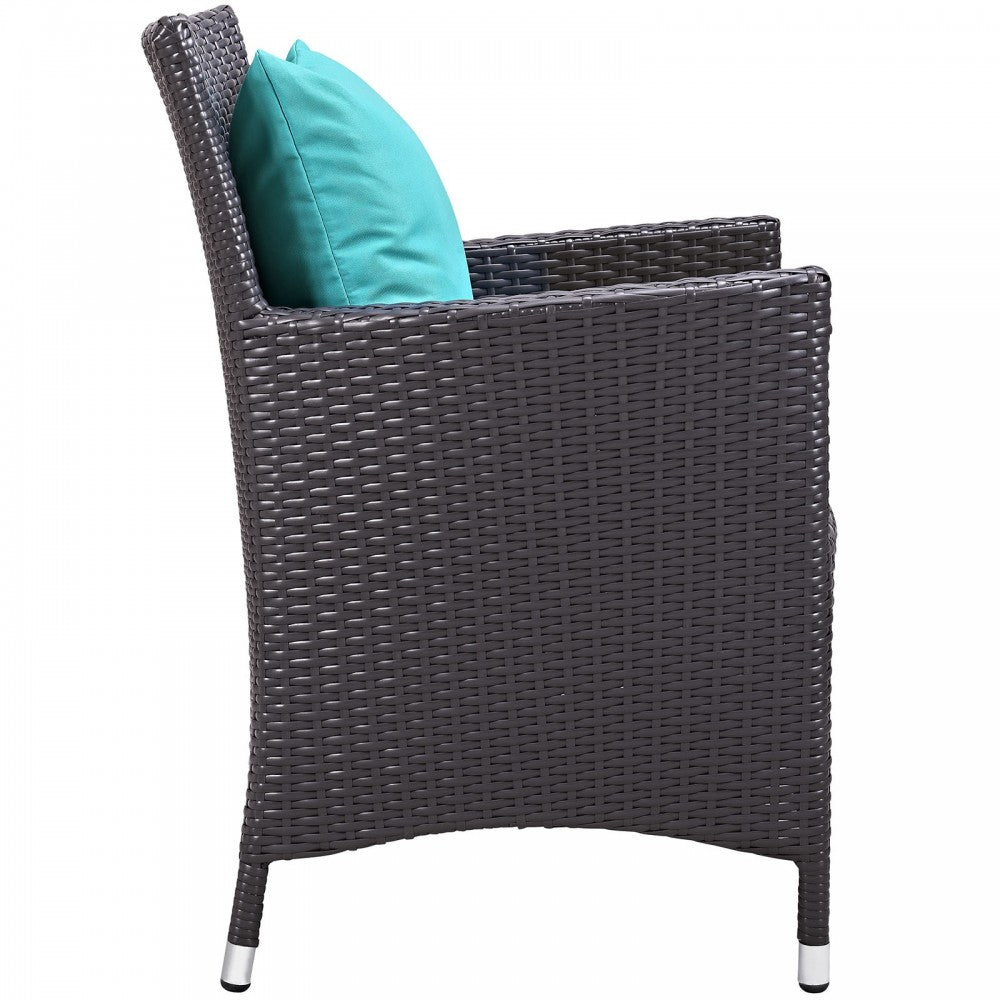 Convene 4 Piece Outdoor Patio Dining Set, Espresso Turquoise